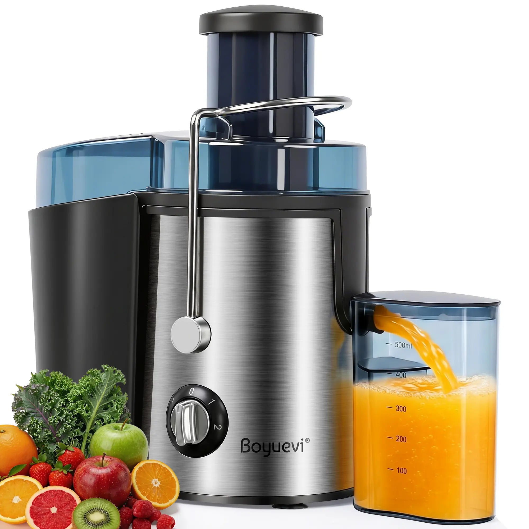 Boyuevi-3" Feed Chute for Whole Fruits and Veg ,800W Home Use Multi-Function Electric Juicer with , Centrifugal Juicer with 30 Oz. Juice Jug, Easy to Clean,Bpa-Free Blender Outdoorfun