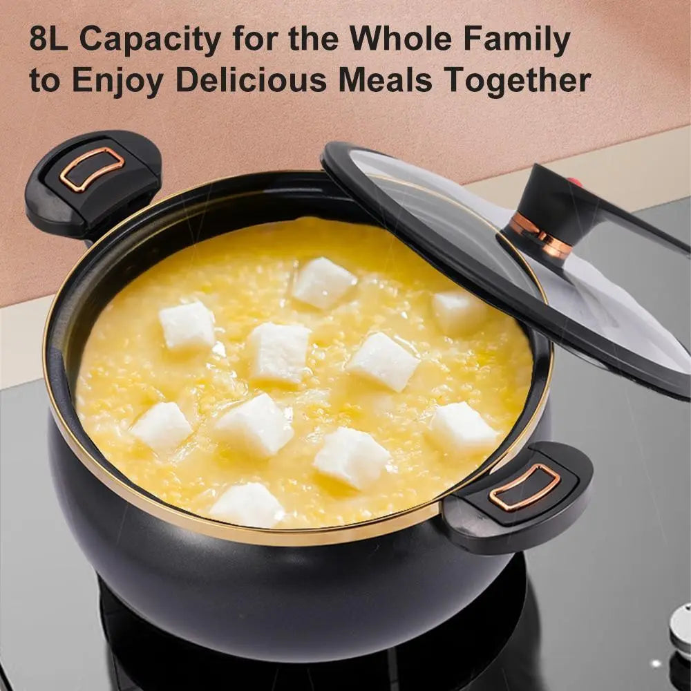 Micro Pressure Cooker 8.45Qt Nonstick Cooking Pot Fast Cooking Kitchen Cookware with Safety Valve Glass Lid for Gas Stovetop, Mothersdaygift#Summervibes