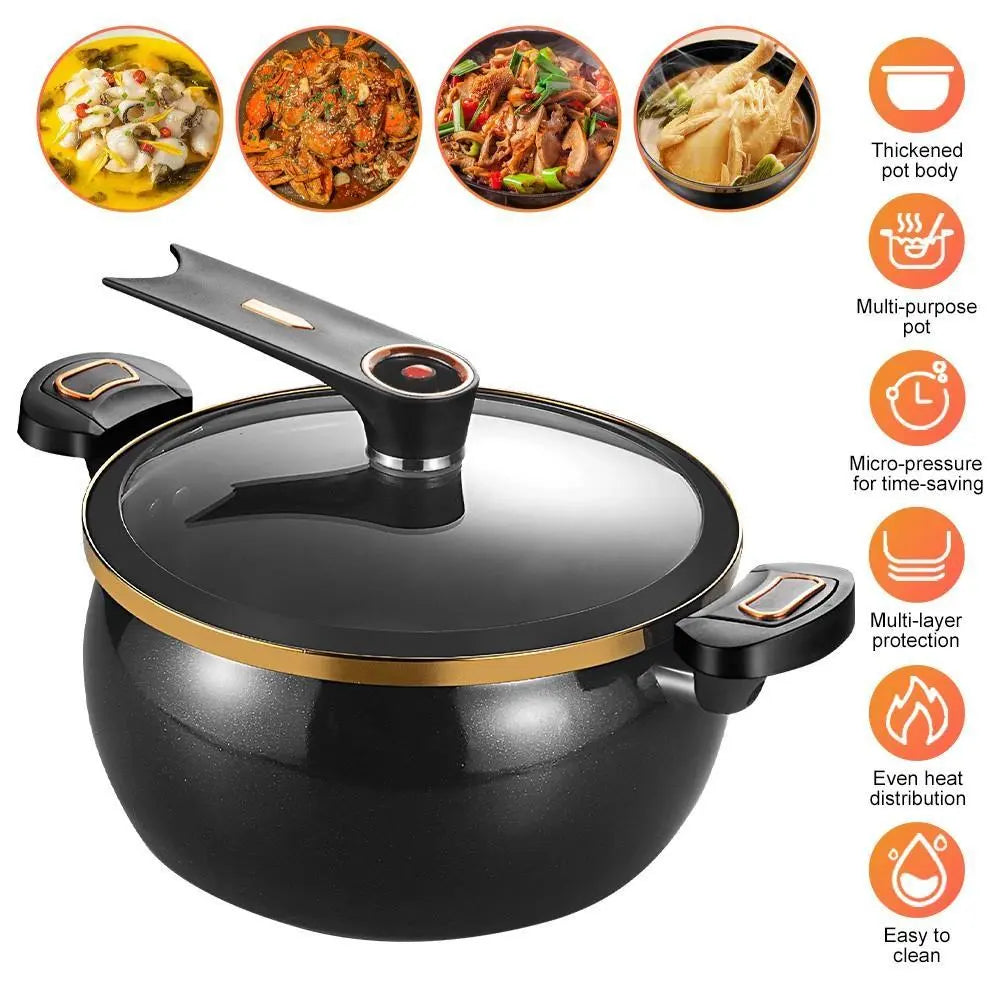 Micro Pressure Cooker 8.45Qt Nonstick Cooking Pot Fast Cooking Kitchen Cookware with Safety Valve Glass Lid for Gas Stovetop, Mothersdaygift#Summervibes
