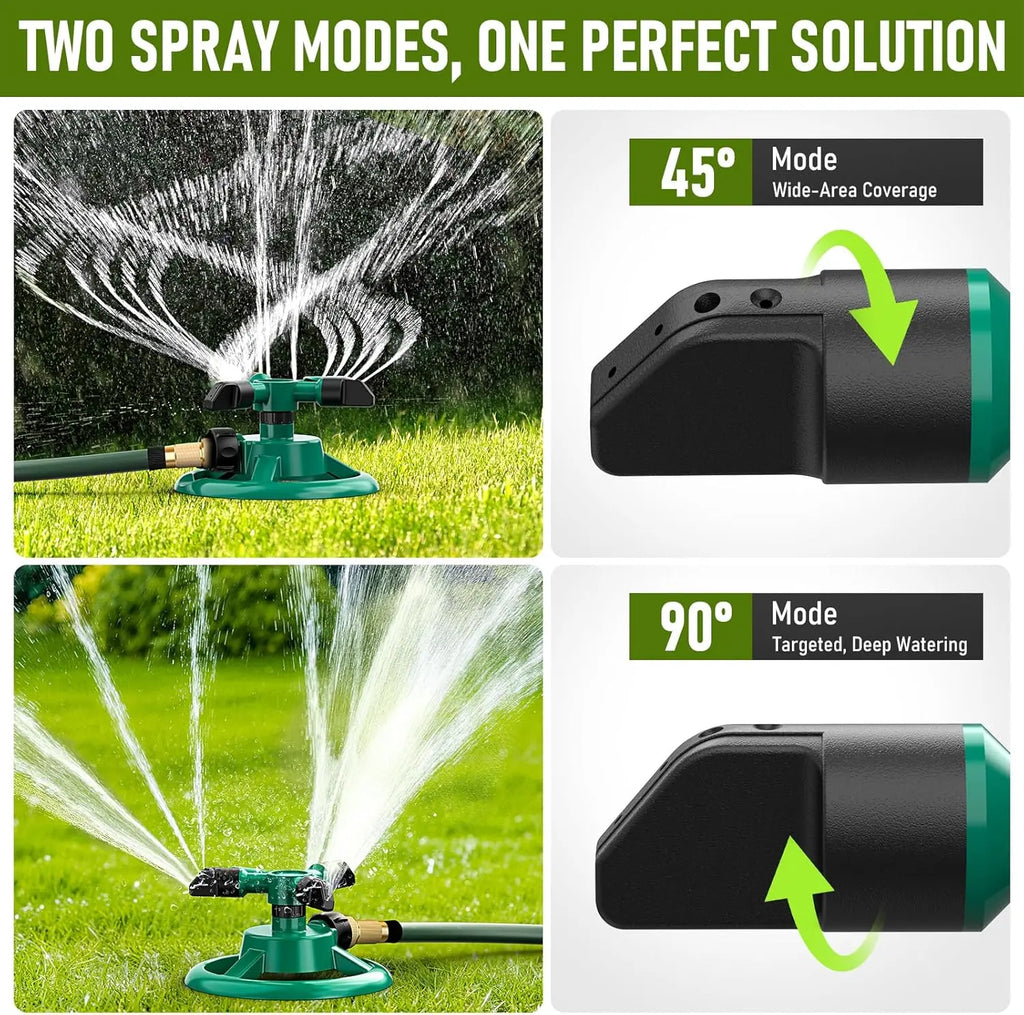 360 Degree Rotating Lawn Sprinkler, Automatic Garden Watering System, Large Area Coverage Irrigation, Heavy Duty Yard Sprinkler for Outdoor Spray, Adjustable Lawn & Garden Watering Device