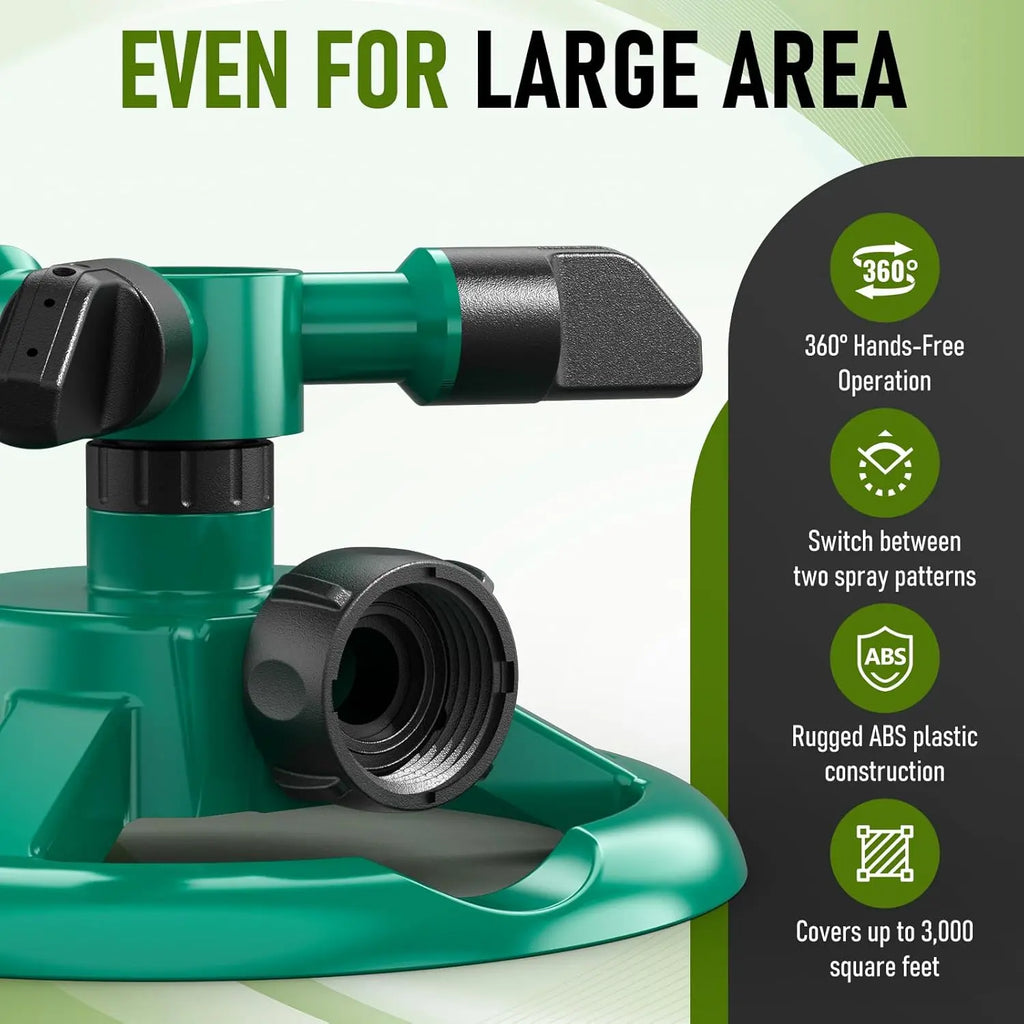 360 Degree Rotating Lawn Sprinkler, Automatic Garden Watering System, Large Area Coverage Irrigation, Heavy Duty Yard Sprinkler for Outdoor Spray, Adjustable Lawn & Garden Watering Device