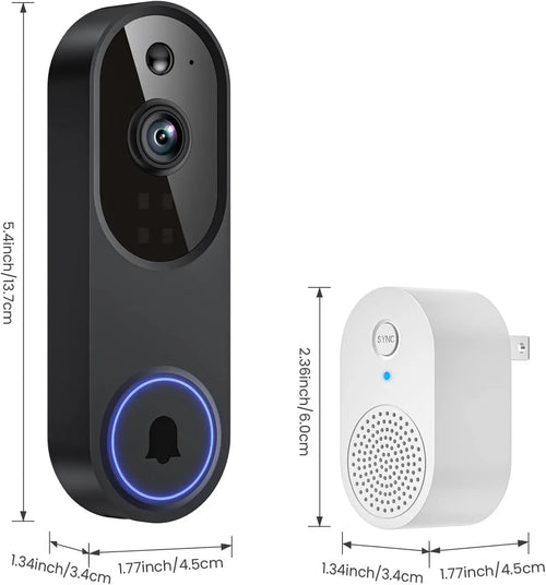 1080P Wireless Wi-Fi Video Doorbell Camera with Two Way Audio Night Vision Cloud Storage Smart AI Motion Detection Supports 2.4Ghz Wi-Fi Only for Home Security