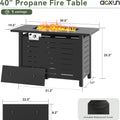Aoxun 40 Inch Propane Fire Pit–50,000 BTU Gas Fire Pit Table with Removable Lid & Lava Rocks, Rectangle Firepit Table for Outside, Patio, Deck, Backyard, Black