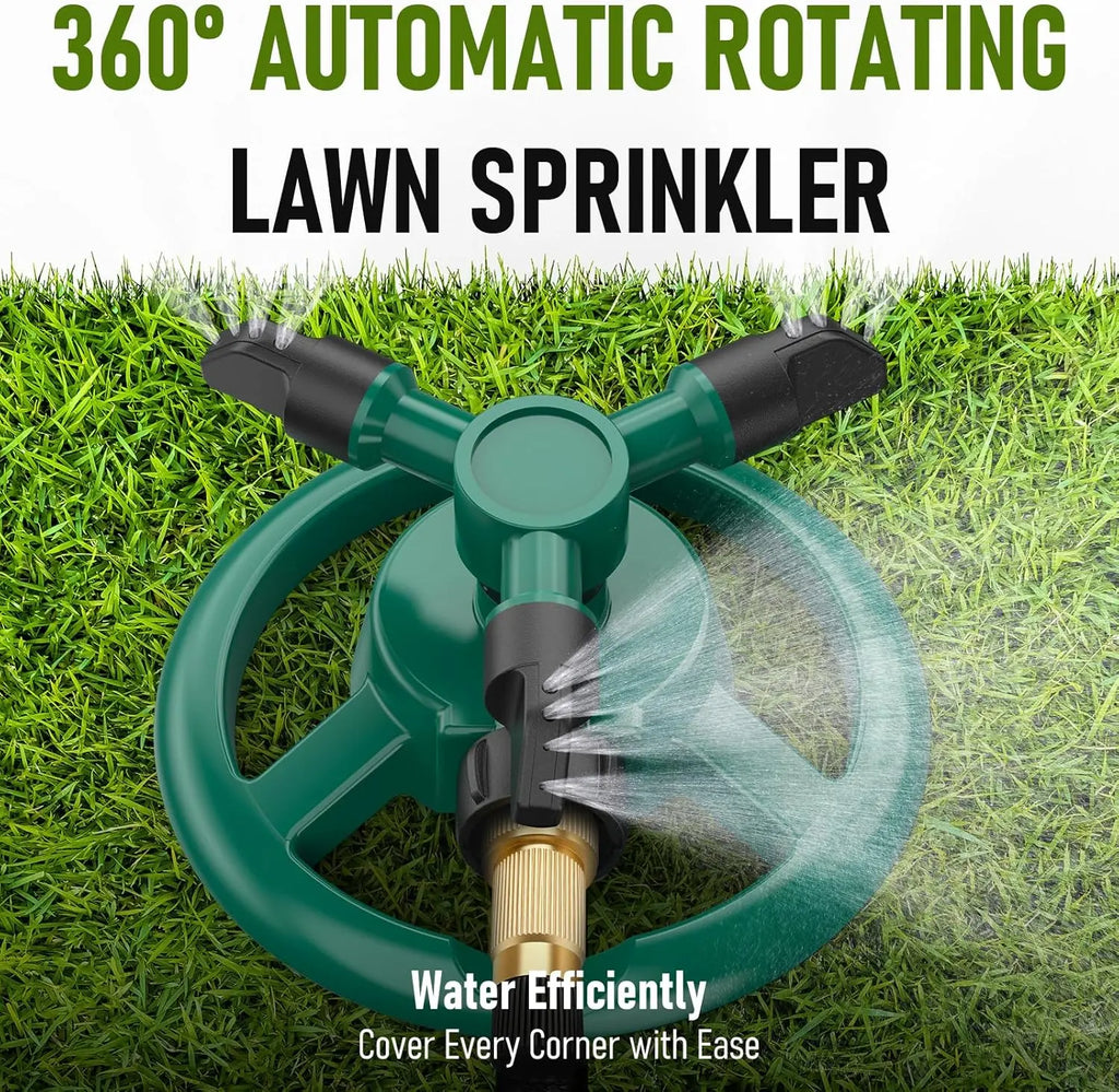 360 Degree Rotating Lawn Sprinkler, Automatic Garden Watering System, Large Area Coverage Irrigation, Heavy Duty Yard Sprinkler for Outdoor Spray, Adjustable Lawn & Garden Watering Device
