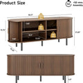 ONBRILL Mid-Century Modern Wooden TV Stand - 55/63/69 In, Fluted Look, Power Outlets, Sliding Doors, Adjustable Shelves, Easy Assembly, for 60/70 in Tvs, Living Room Furniture Media Console TV Shelf
