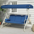 【Summervibes】Chairus Waterproof Porch Swing with Stand, Meatl Outdoor Swings for Adults, All Weather Outdoor Patio Swings with Canopy, Yard Swing with Canopy, 2 in 1 Swing Bed with Cupholders and Pillows for Backyard,Summervibes